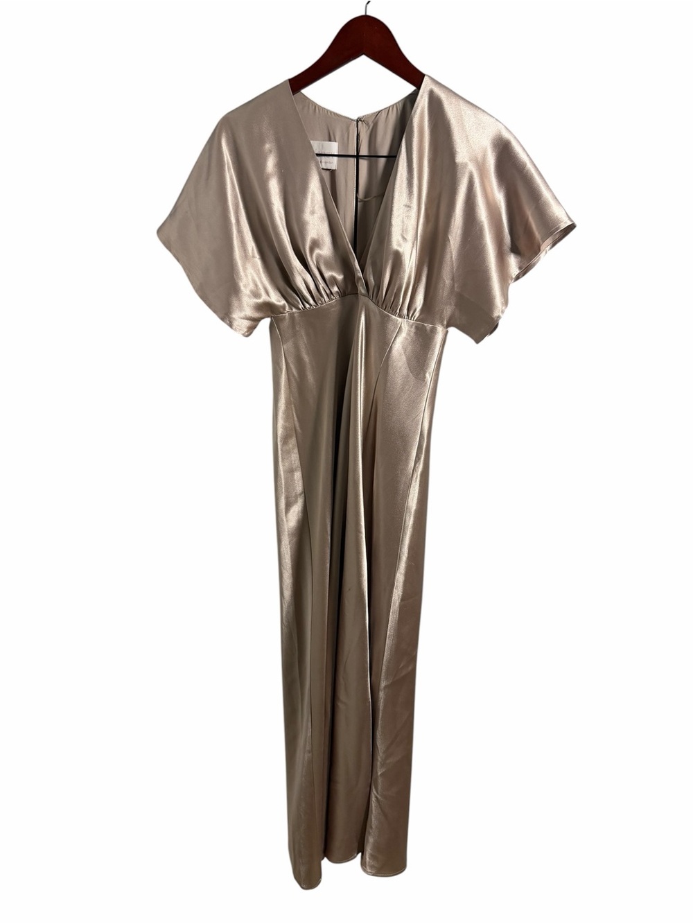 Birdy Grey Satin V-Neck Bridal Gown in Champagne Taupe - Picture 2 of 8